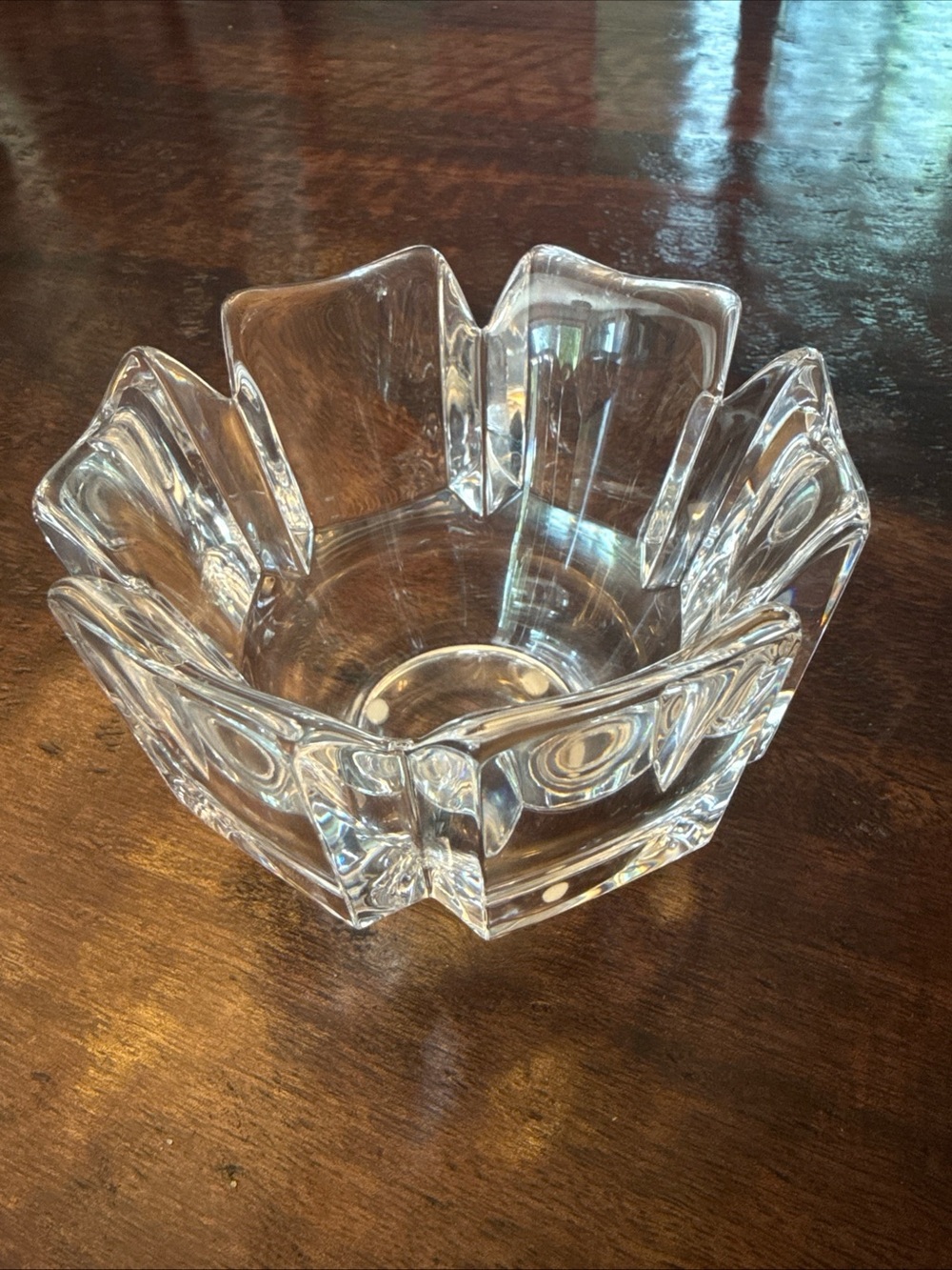 Orrefors Kosta Boda Clear Crystal Bowl / Candle Holder Vintage 70’s 4.5”